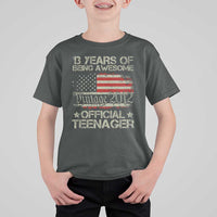 Funny 13th Birthday T Shirt For Kid Vintage 2012 Official Teenager 13 Years Of Being Awesome USA Flag