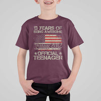 Funny 13th Birthday T Shirt For Kid Vintage 2012 Official Teenager 13 Years Of Being Awesome USA Flag