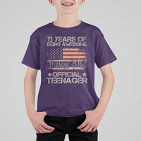 Funny 13th Birthday T Shirt For Kid Vintage 2012 Official Teenager 13 Years Of Being Awesome USA Flag