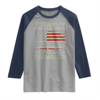 Funny 13th Birthday Raglan Shirt Vintage 2012 Official Teenager 13 Years Of Being Awesome USA Flag