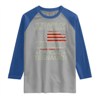Funny 13th Birthday Raglan Shirt Vintage 2012 Official Teenager 13 Years Of Being Awesome USA Flag