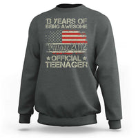 Funny 13th Birthday Sweatshirt Vintage 2012 Official Teenager 13 Years Of Being Awesome USA Flag