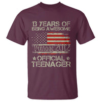 Funny 13th Birthday T Shirt Vintage 2012 Official Teenager 13 Years Of Being Awesome USA Flag