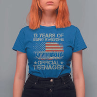 Funny 13th Birthday T Shirt For Women Vintage 2012 Official Teenager 13 Years Of Being Awesome USA Flag