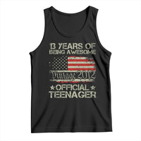 Funny 13th Birthday Tank Top Vintage 2012 Official Teenager 13 Years Of Being Awesome USA Flag