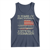 Funny 13th Birthday Tank Top Vintage 2012 Official Teenager 13 Years Of Being Awesome USA Flag
