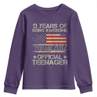 Funny 13th Birthday Youth Sweatshirt Vintage 2012 Official Teenager 13 Years Of Being Awesome USA Flag