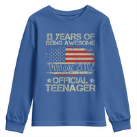 Funny 13th Birthday Youth Sweatshirt Vintage 2012 Official Teenager 13 Years Of Being Awesome USA Flag