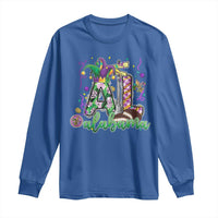 Funny Mardi Gras In Alabama AL Long Sleeve Shirt Moon Pie Jester Hat