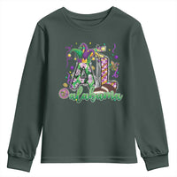 Funny Mardi Gras In Alabama AL Youth Sweatshirt Moon Pie Jester Hat