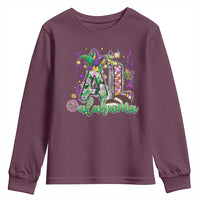 Funny Mardi Gras In Alabama AL Youth Sweatshirt Moon Pie Jester Hat