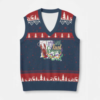 Funny Mardi Gras Louisiana V-Neck Knit Sweater Vest I Just Want To Be Loved Bayou Crawfish Beads