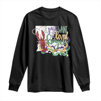 Funny Mardi Gras Louisiana Long Sleeve Shirt I Just Want To Be Loved Bayou Crawfish Beads
