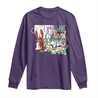 Funny Mardi Gras Louisiana Long Sleeve Shirt I Just Want To Be Loved Bayou Crawfish Beads