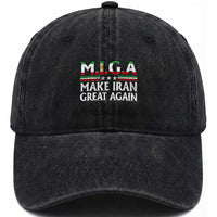 Make Iran Great Again Washed Cotton Baseball Cap MIGA Emblem Of Iran Persian Lion Flag