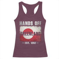 Hands Off Greenland Racerback Tank Top Greenland EST 1262 Political Protest