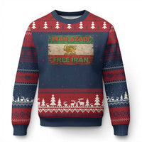 Iran Azadi Lion Sun Sword Flag Free Iran Revolution Ugly Christmas Sweater
