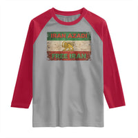 Iran Azadi Lion Sun Sword Flag Free Iran Revolution Raglan Shirt