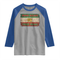 Iran Azadi Lion Sun Sword Flag Free Iran Revolution Raglan Shirt