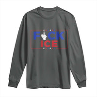 Funny Fck Ice Long Sleeve Shirt Immigration Activist Anti Deportation Middle Finger Graphic