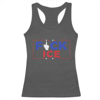 Funny Fck Ice Racerback Tank Top Immigration Activist Anti Deportation Middle Finger Graphic