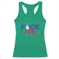 Funny Fck Ice Racerback Tank Top Immigration Activist Anti Deportation Middle Finger Graphic