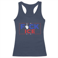 Funny Fck Ice Racerback Tank Top Immigration Activist Anti Deportation Middle Finger Graphic