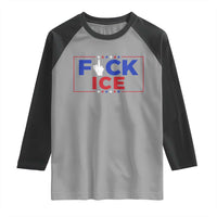 Funny Fck Ice Raglan Shirt Immigration Activist Anti Deportation Middle Finger Graphic