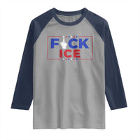Funny Fck Ice Raglan Shirt Immigration Activist Anti Deportation Middle Finger Graphic