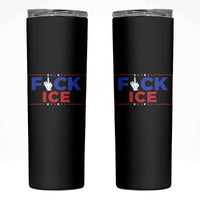Funny Fck Ice Skinny Tumbler Immigration Activist Anti Deportation Middle Finger Graphic