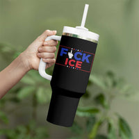 Funny Fck Ice Tumbler With Handle Immigration Activist Anti Deportation Middle Finger Graphic