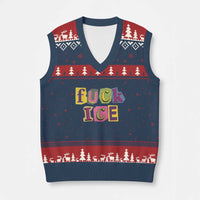 Fck Ice V-Neck Knit Sweater Vest Immigration Activist Magazine Cutout Paper Graphic