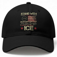 Stand With Ice Baseball Cap Immigration Officers American Flag Border Patrol
