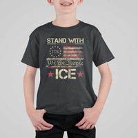 Stand With Ice T Shirt For Kid Immigration Officers American Flag Border Patrol