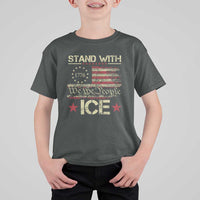 Stand With Ice T Shirt For Kid Immigration Officers American Flag Border Patrol