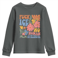 Fck Ice No Human Is Illegal Youth Sweatshirt Immigration Rights Protest Rertro Floral