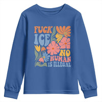Fck Ice No Human Is Illegal Youth Sweatshirt Immigration Rights Protest Rertro Floral