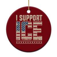I Support ICE Ceramic Ornament Immigration Officers Vintage American Flag