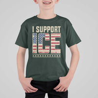 I Support ICE T Shirt For Kid Immigration Officers Vintage American Flag