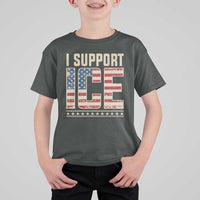 I Support ICE T Shirt For Kid Immigration Officers Vintage American Flag