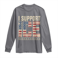 I Support ICE Long Sleeve Shirt Immigration Officers Vintage American Flag