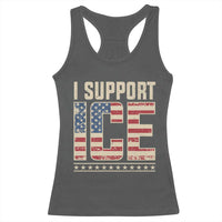 I Support ICE Racerback Tank Top Immigration Officers Vintage American Flag