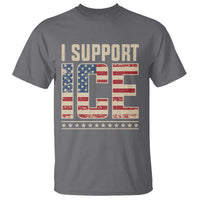 I Support ICE T Shirt Immigration Officers Vintage American Flag