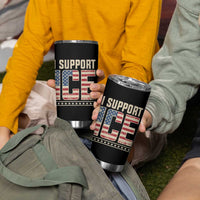 I Support ICE Tumbler Cup Immigration Officers Vintage American Flag