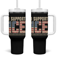 I Support ICE Tumbler With Handle Immigration Officers Vintage American Flag