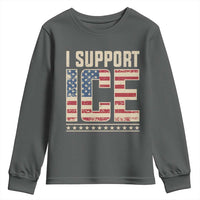 I Support ICE Youth Sweatshirt Immigration Officers Vintage American Flag