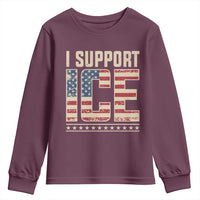 I Support ICE Youth Sweatshirt Immigration Officers Vintage American Flag
