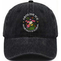 Abolish Ice No Human Is Illegal Washed Cotton Baseball Cap Immigration Rights Protest