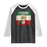 I Stand With Iran Raglan Shirt Free Iran Support Persian Lion Flag