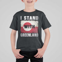 I Stand With Greenland T Shirt For Kid Support Greenlanders Vintage Greenland Flag
